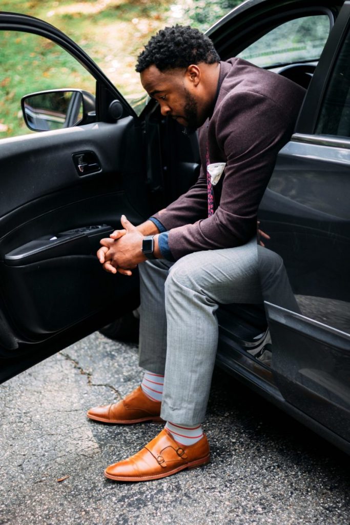 Man sat in car depressed